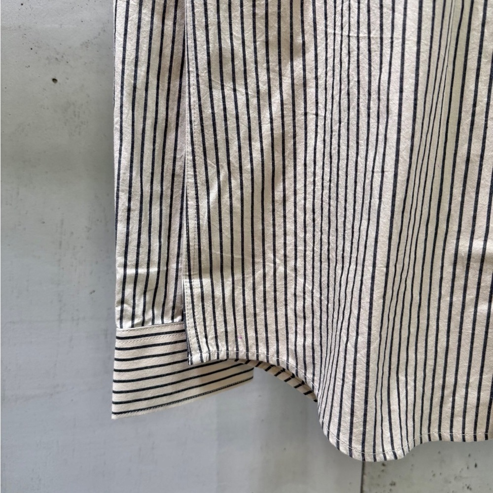 NWT AMI Paris Brown & White Striped Cotton Button-Down Shirt with Logo - Picture 4 of 8